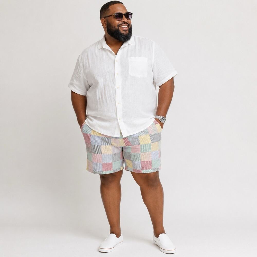 Ralph Lauren Polo Shorts Patchwork Prospect 42 Patch Colorful Pastel VTG Striped